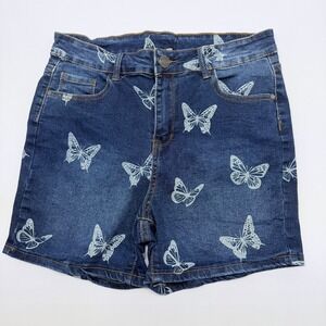 🔴 Revelation Denim Shorts Butterfly Print Blue Size 10